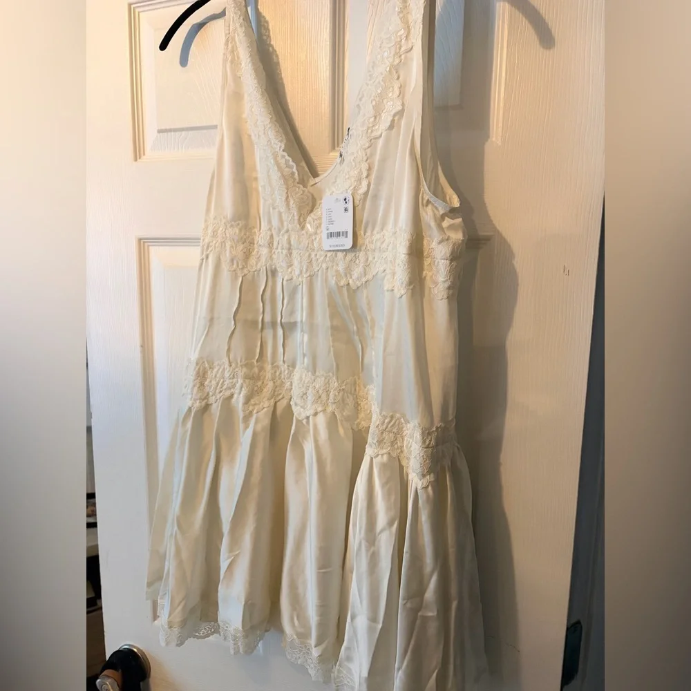 Free People Cream Lace-Trim Chemise - Picture 3 of 5